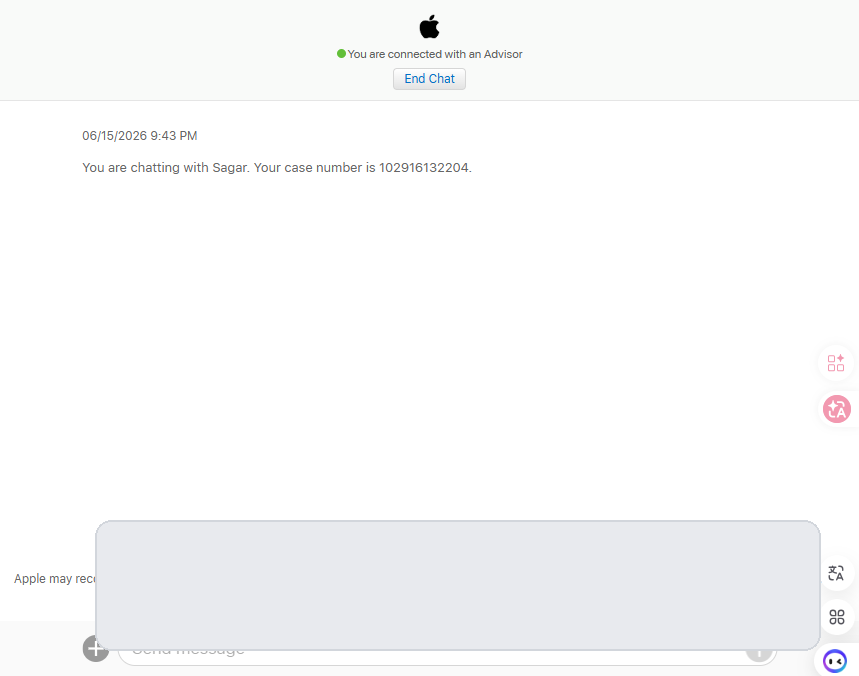 Apple 客服聊天窗口